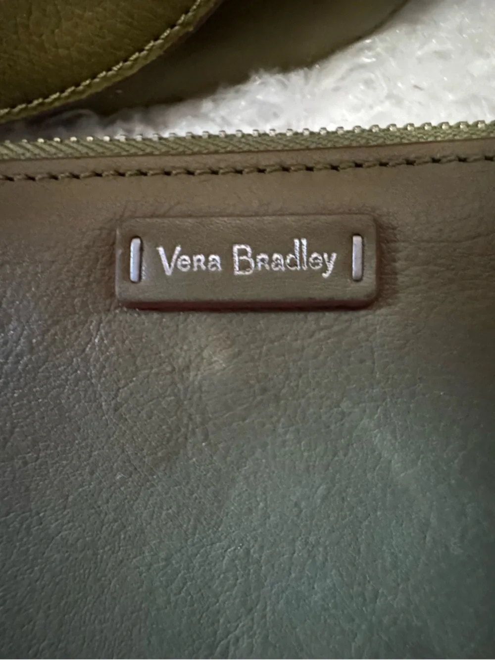 Vera Bradley Olive Green Leather Shoulder Bag with Matching Wallet